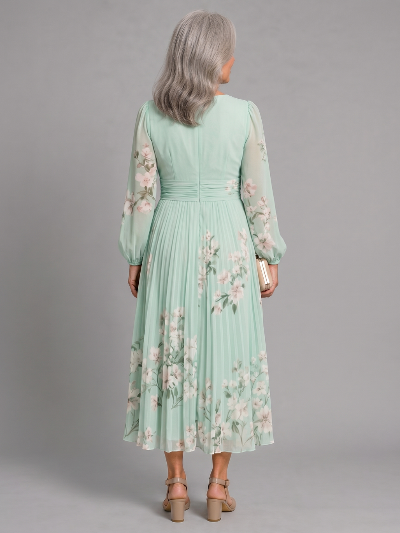 Damska Elegancka Sukienka Maxi V-Neck | Kwiatowy Design