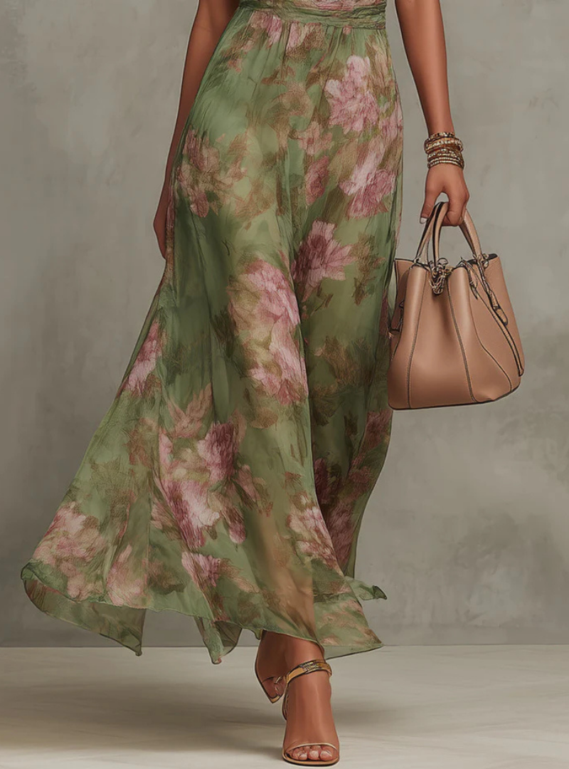 Damska Sukienka Maxi Halter | Elegancki Kwiatowy Styl