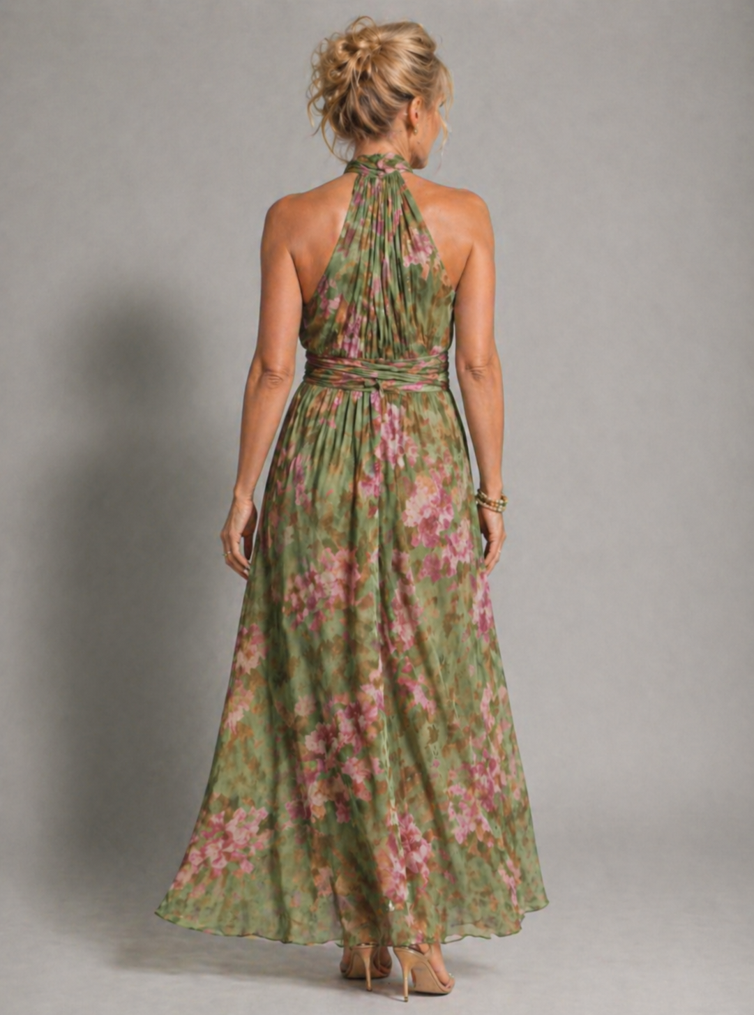 Damska Sukienka Maxi Halter | Elegancki Kwiatowy Styl