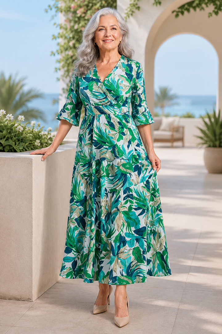 Damska Sukienka Maxi w Kwiaty | Elegancki Zwiewny Krój