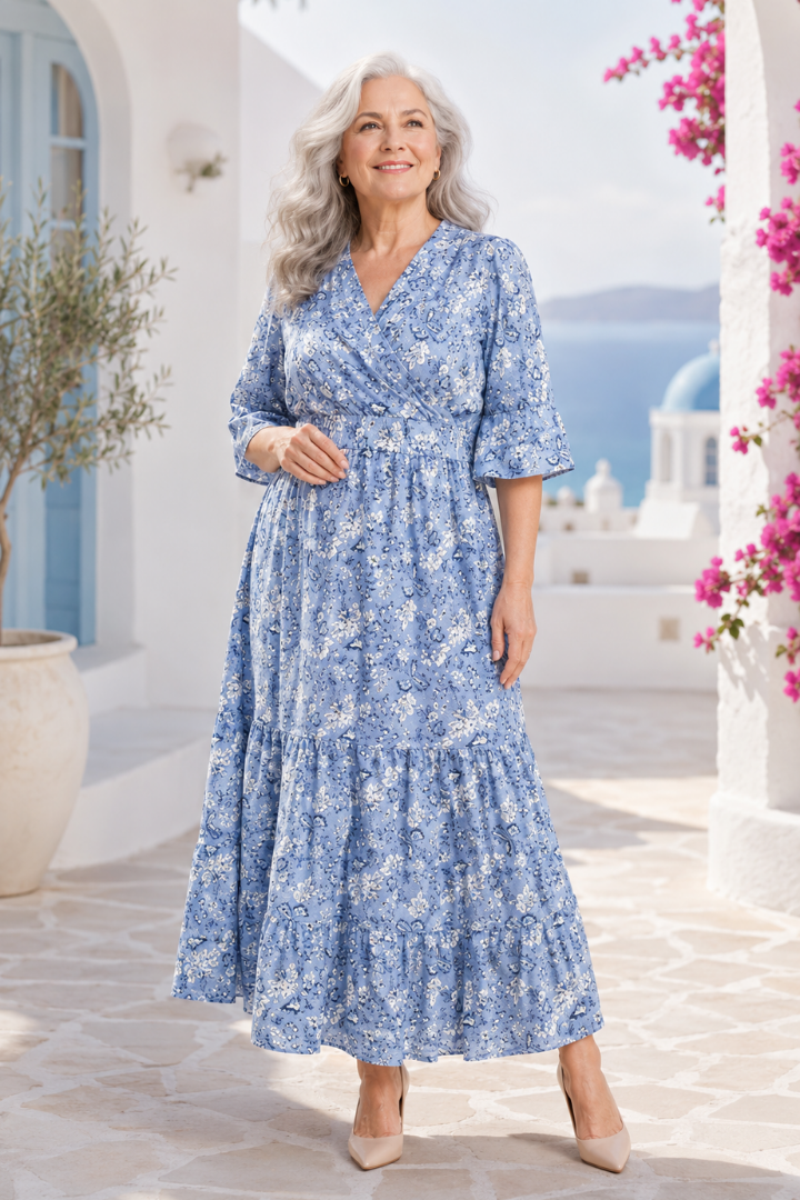 Damska Sukienka Maxi w Kwiaty | Elegancki Zwiewny Krój