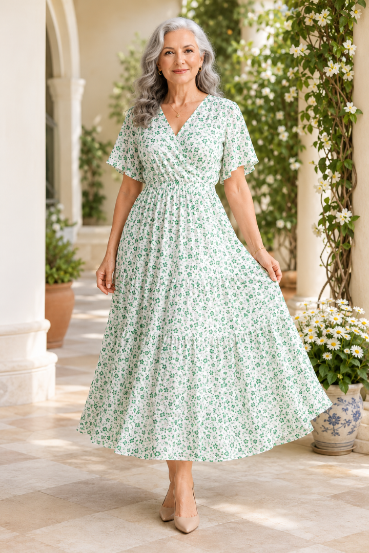 Damska Sukienka Maxi w Kwiaty | Elegancki Zwiewny Krój