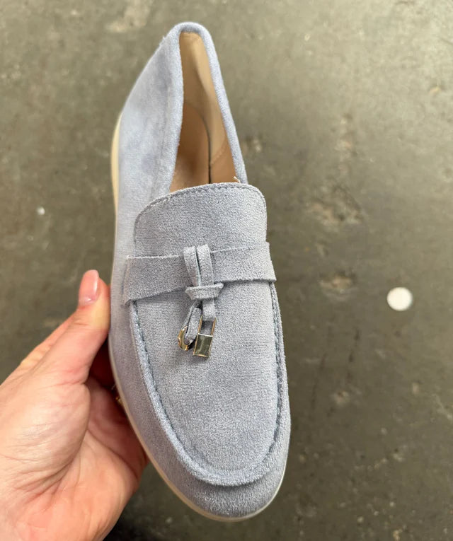 Damskie Zamszowe Mokasyny z Metalowym Detalem | Szykowna Codzienna Elegancja