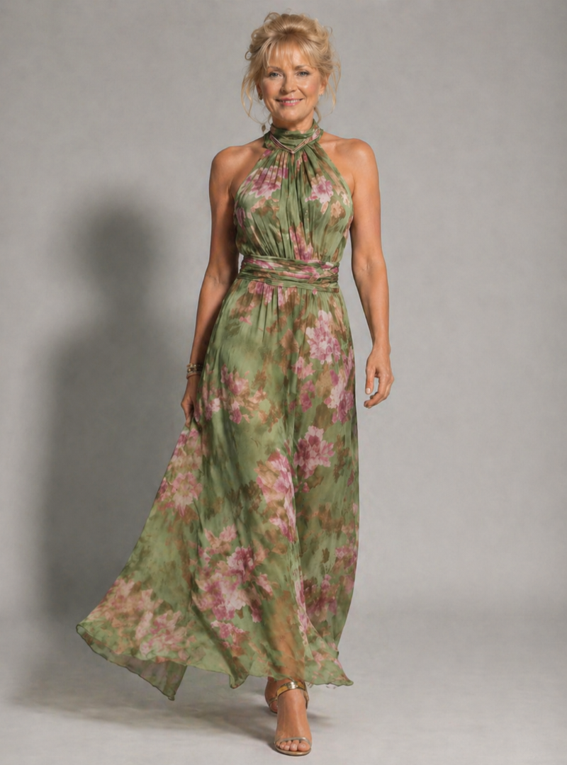 Damska Sukienka Maxi Halter | Elegancki Kwiatowy Styl
