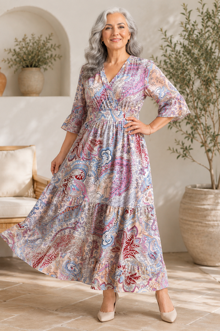 Damska Sukienka Maxi w Kwiaty | Elegancki Zwiewny Krój