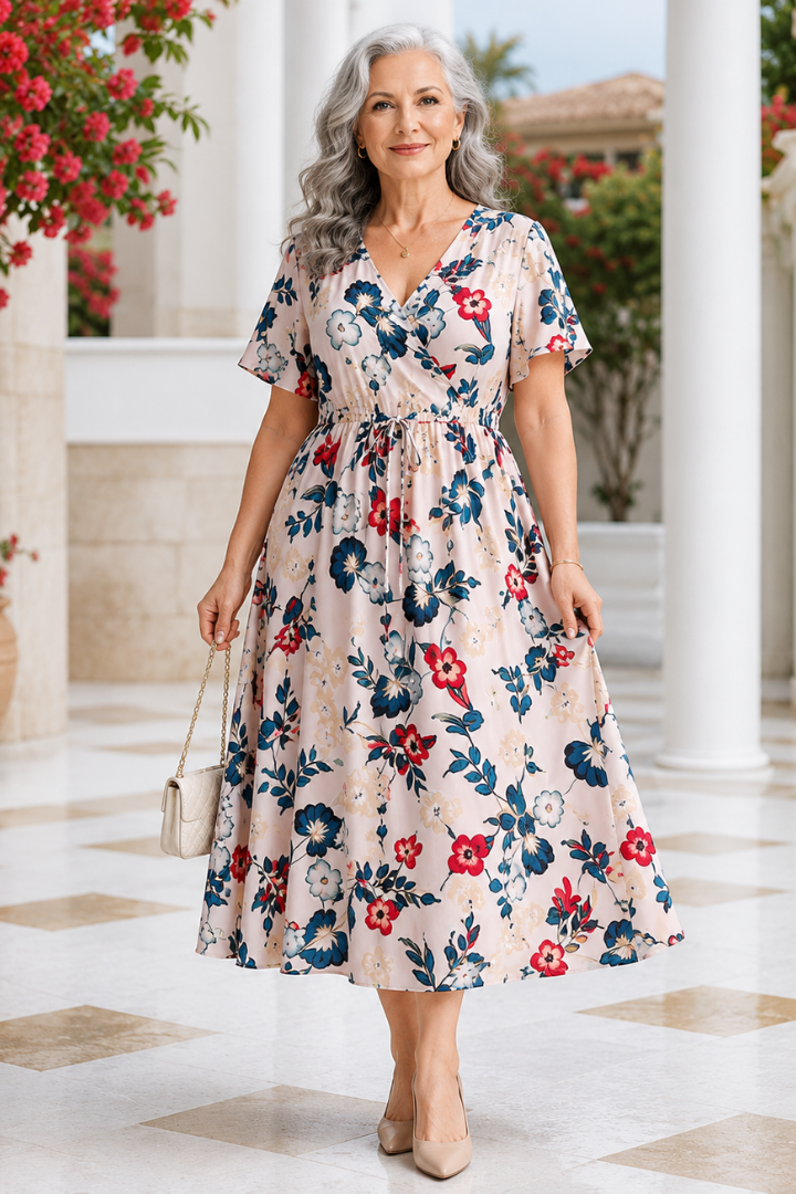 Damska Sukienka Maxi w Kwiaty | Elegancki Zwiewny Krój