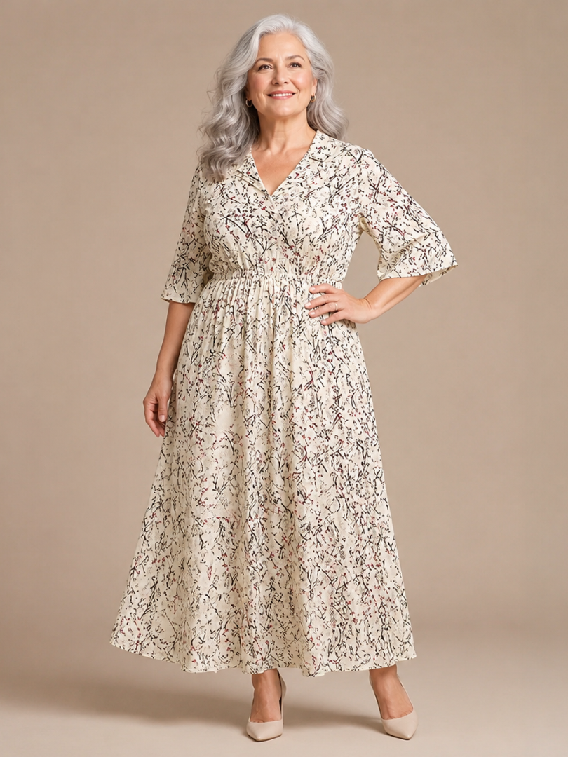 Damska Sukienka Maxi w Kwiaty | Elegancki Zwiewny Krój