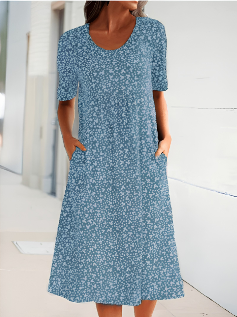 Damska Sukienka Casual Midi | Luźny Krój z Kieszeniami