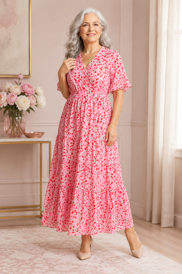 Damska Sukienka Maxi w Kwiaty | Elegancki Zwiewny Krój
