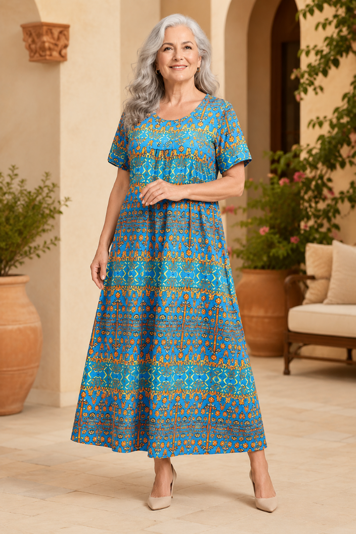 Damska Sukienka Maxi w Kwiaty | Elegancki Zwiewny Krój