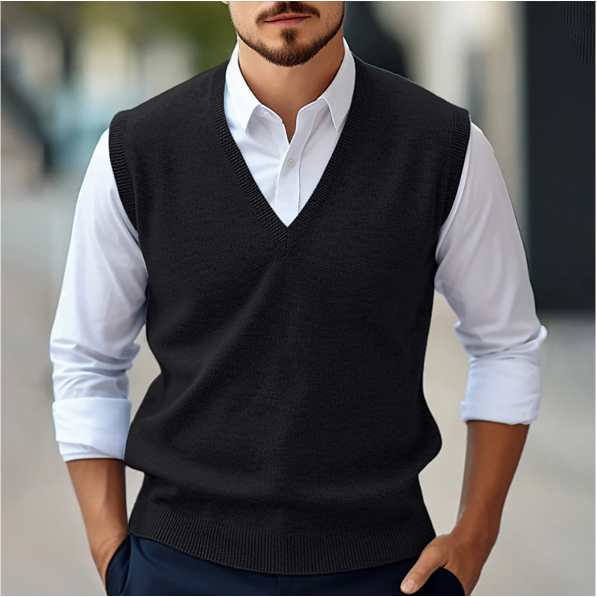 Męski Kamizelka V-Neck | Bez Rękawów