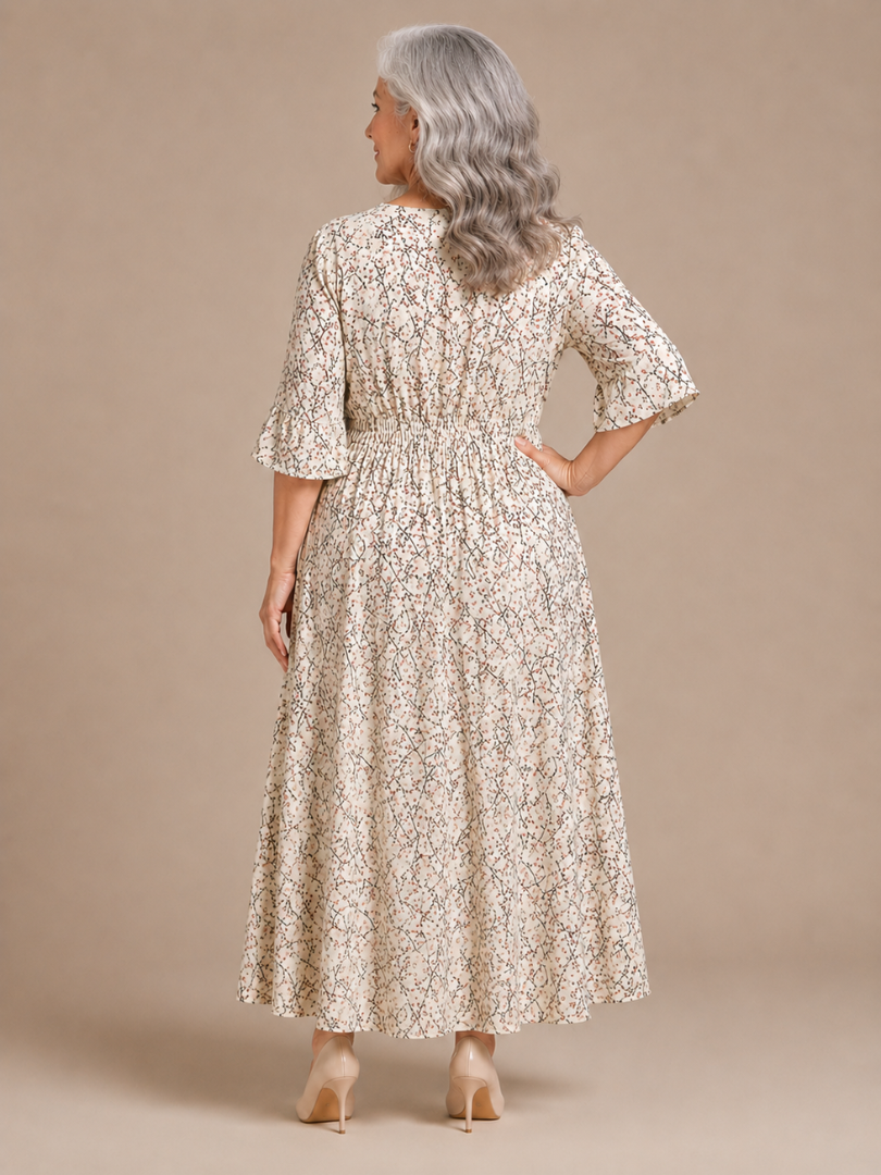 Damska Sukienka Maxi w Kwiaty | Elegancki Zwiewny Krój
