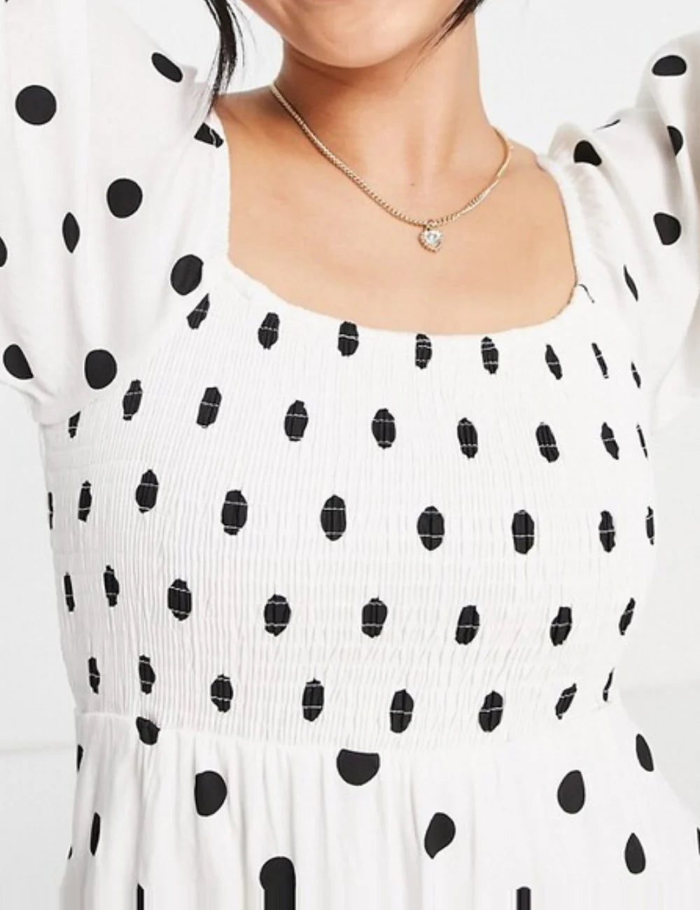 Damska sukienka midi w groszki | Klasyczna codzienna elegancja